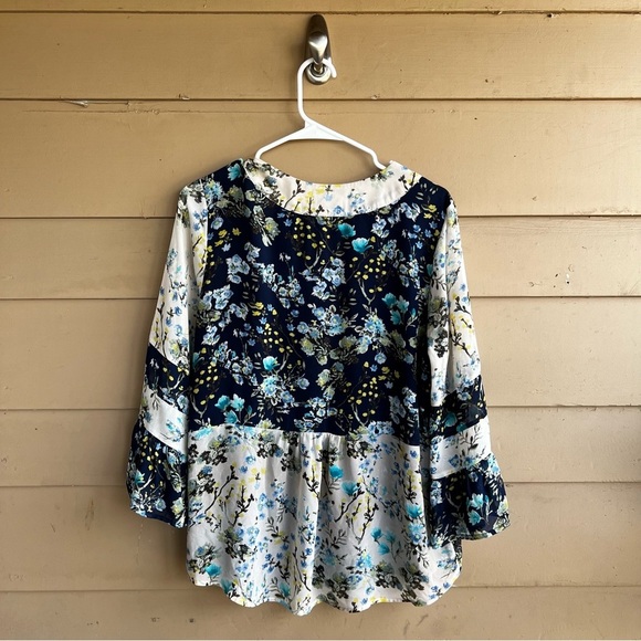 DR2 Boho Floral Long Sleeve Blouse - Size L - Mixed Print Modest Casual Hippie - Picture 5 of 5